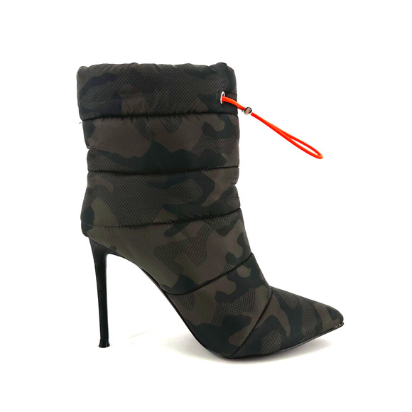 Steve Madden Womens Cloak Camo Print Puffer Heeled Booties Size 6 Stiletto - Picture 1 of 8